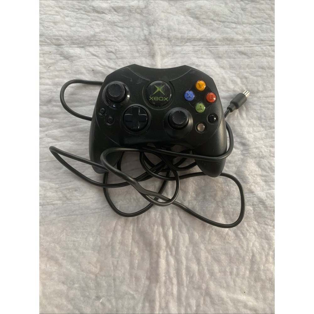 Original Microsoft Xbox Controller Wired S Type Black No Breakaway Cable - Read